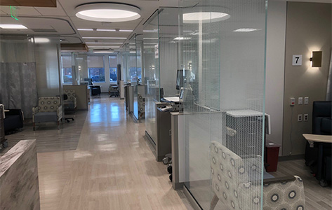 The infusion center at Carol G. Simon Cancer Center in Morristown.