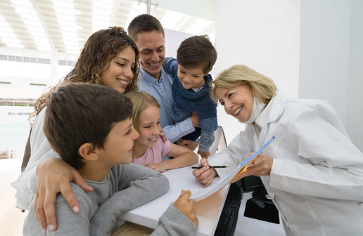 Family talking to doctor