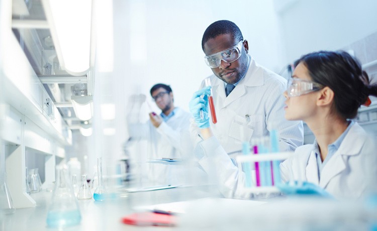 Researchers working in a lab.