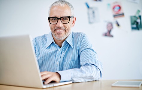 man on computer