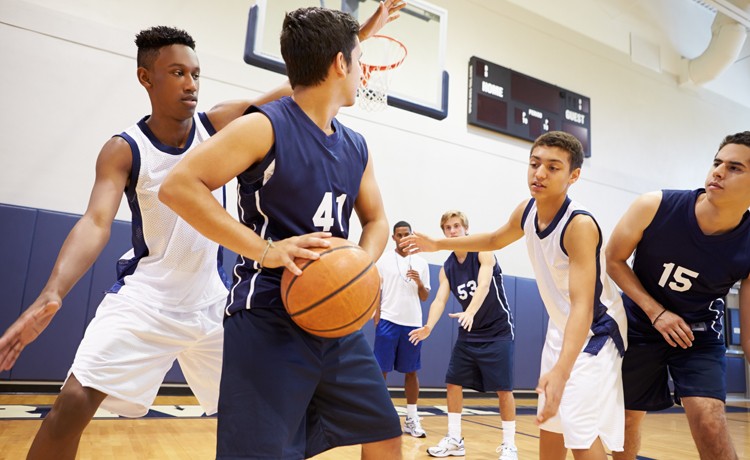 boys playing basketball