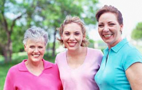 Three women in park
