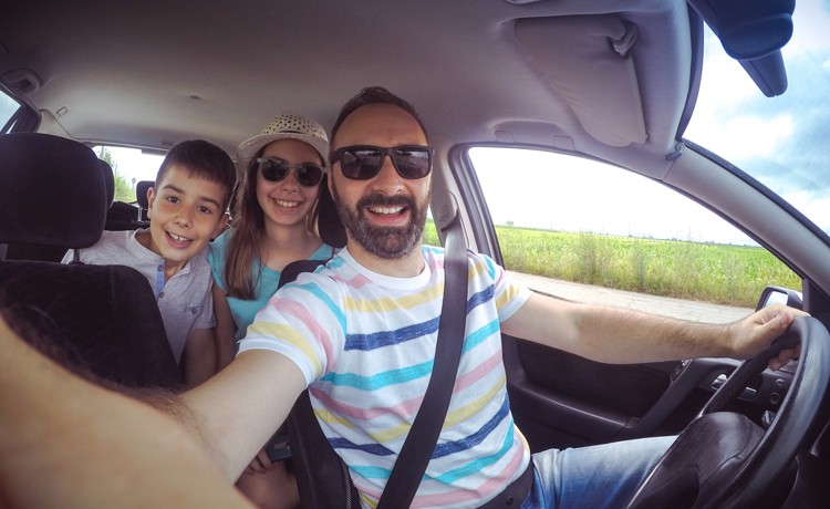 Dad and Kids in Car