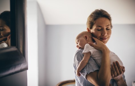 Mother holding baby