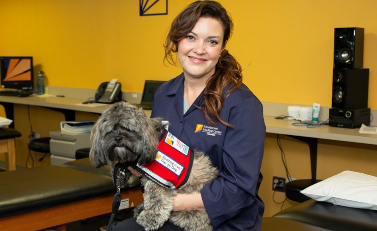 Pet therapy dog and owner